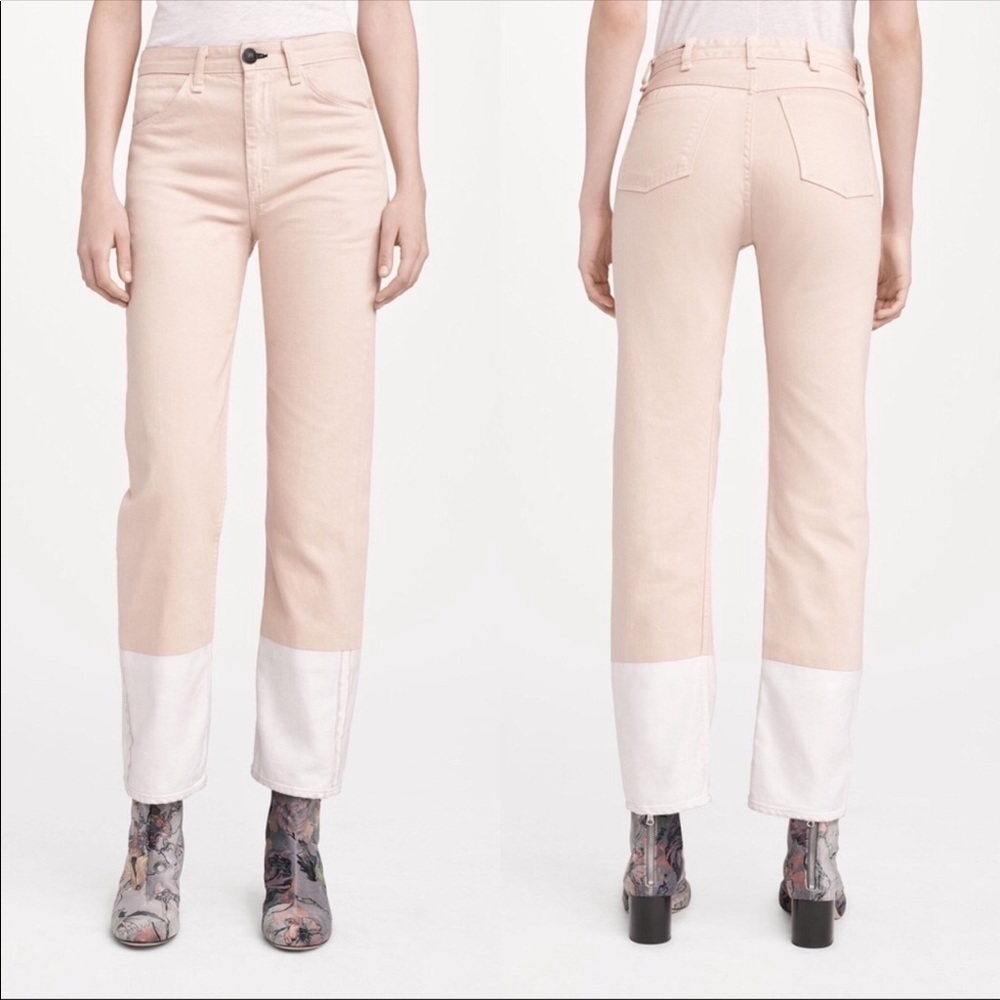Rag & Bone Rbw15 Rose Light Pink High Rise Straight Selvedge Jeans 26